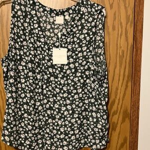 Zac & Rachel Floral Sleeveless Blouse - Black and White